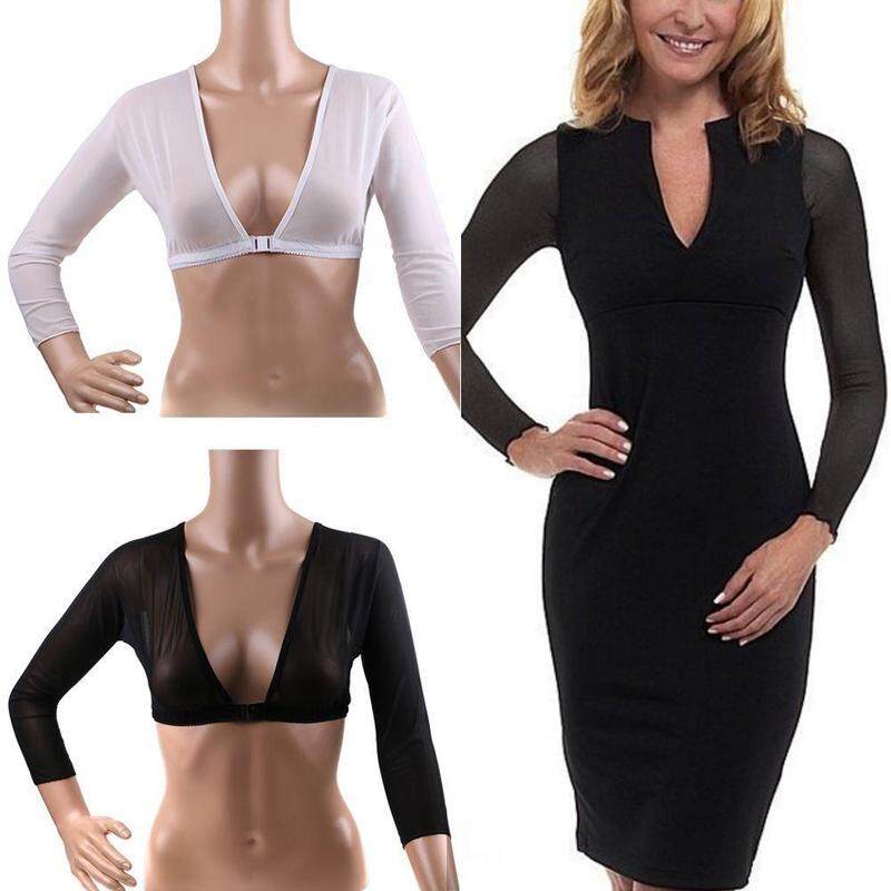 Bottoming Sleeve Cover Stylish Mesh Top Front Button Arm Dropship White Long Sleeve Black T-shirt Shoulder Sleeves Cover H9Z4
